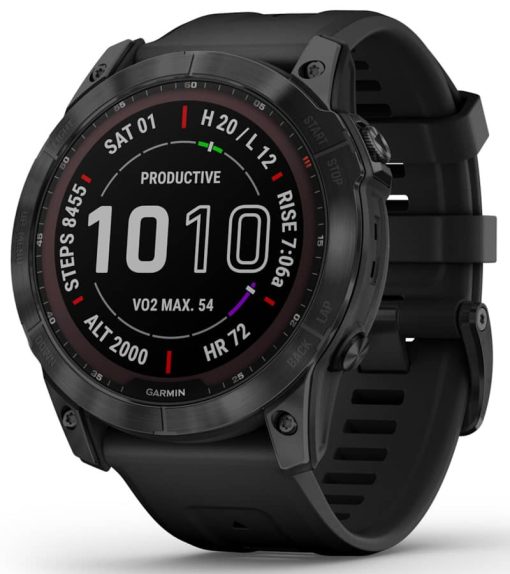 Garmin fenix 7X Sapphire Solar, Black DLC Titanium With Black Band