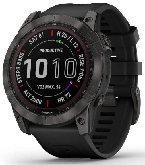 Garmin fenix 7X Sapphire Solar, Carbon Gray DLC Titanium With Black Band
