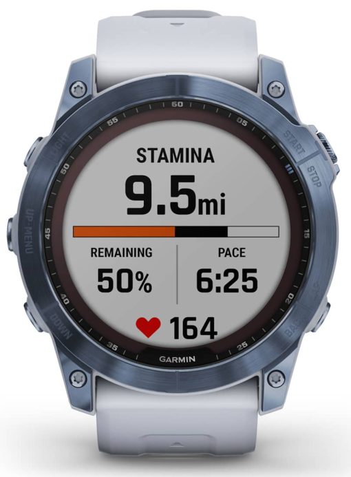 Garmin fenix 7X Sapphire Solar, Mineral Blue DLC Titanium With Whitestone Band - Image 5