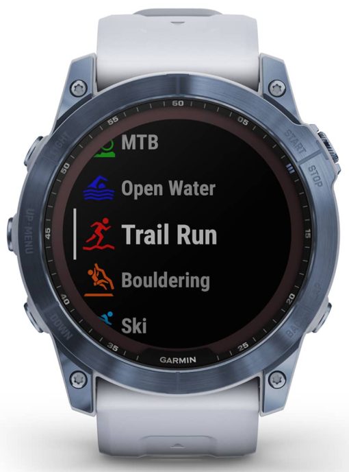Garmin fenix 7X Sapphire Solar, Mineral Blue DLC Titanium With Whitestone Band - Image 6