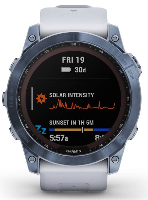Garmin fenix 7X Sapphire Solar, Mineral Blue DLC Titanium With Whitestone Band - Image 2