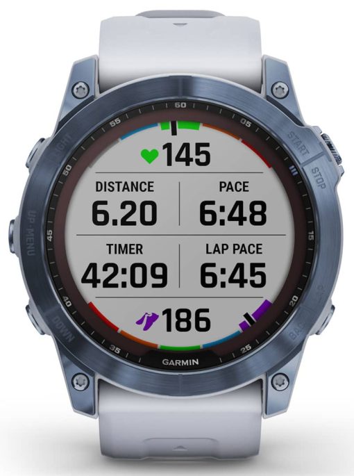 Garmin fenix 7X Sapphire Solar, Mineral Blue DLC Titanium With Whitestone Band - Image 8