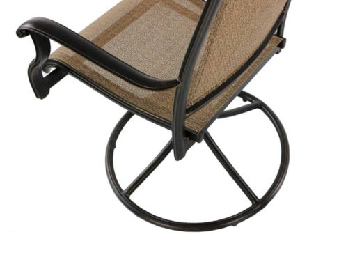 Hanover Fontana 7-Piece Outdoor Dining Set In Tan/Bronze With 6 Sling Swivel Rockers & 38x72" Cast Table - Image 7