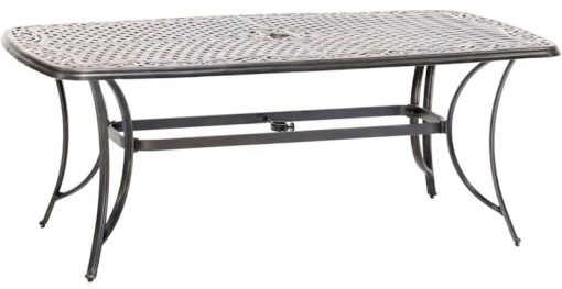 Hanover Fontana 7-Piece Outdoor Dining Set In Tan/Bronze With 6 Sling Swivel Rockers & 38x72" Cast Table - Image 3