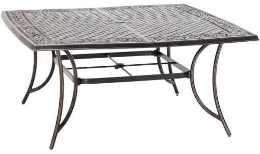 Hanover Fontana 9-Piece Outdoor Dining Set In Tan/Bronze With 8 Sling Dining Chairs & 60" Square Cast Table - Image 3