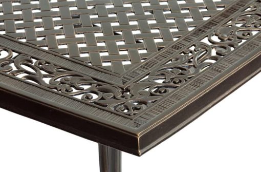Hanover Fontana 9-Piece Outdoor Dining Set In Tan/Bronze With 8 Sling Dining Chairs & 60" Square Cast Table - Image 4