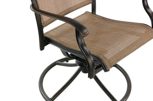 Hanover Fontana 9-Piece Outdoor Dining Set In Tan/Bronze With 8 Sling Swivel Rockers & 42x84" Cast Table - Image 6