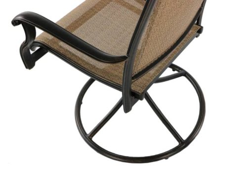 Hanover Fontana 9-Piece Outdoor Dining Set In Tan/Bronze With 8 Sling Swivel Rockers & 42x84" Cast Table - Image 7