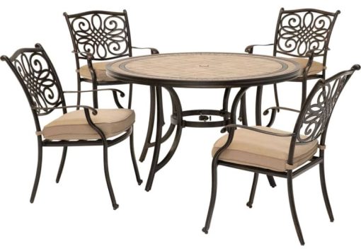 Hanover Natural Oat Monaco 5-Piece Outdoor Dining Patio Set