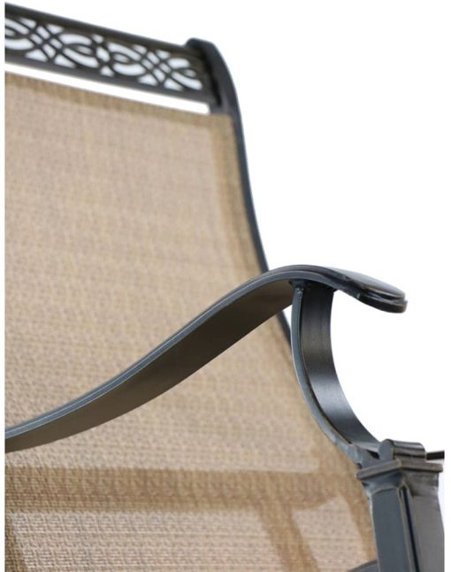 Hanover Monaco 5-Piece Outdoor Dining Set With 4 Sling Swivel Rockers & Durastone Fire Pit In Tan/Bronze - Image 7