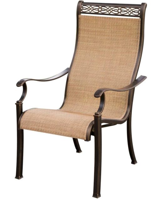 Hanover Monaco 5-Piece Outdoor Set With 4 Sling Chairs & Durastone Fire Pit In Tan/Bronze - Image 6