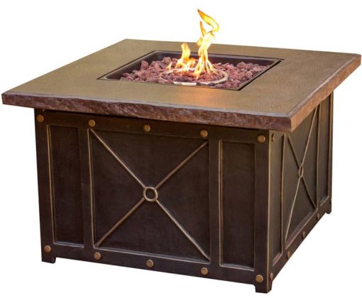 Hanover Monaco 5-Piece Outdoor Set With 4 Sling Chairs & Durastone Fire Pit In Tan/Bronze - Image 5