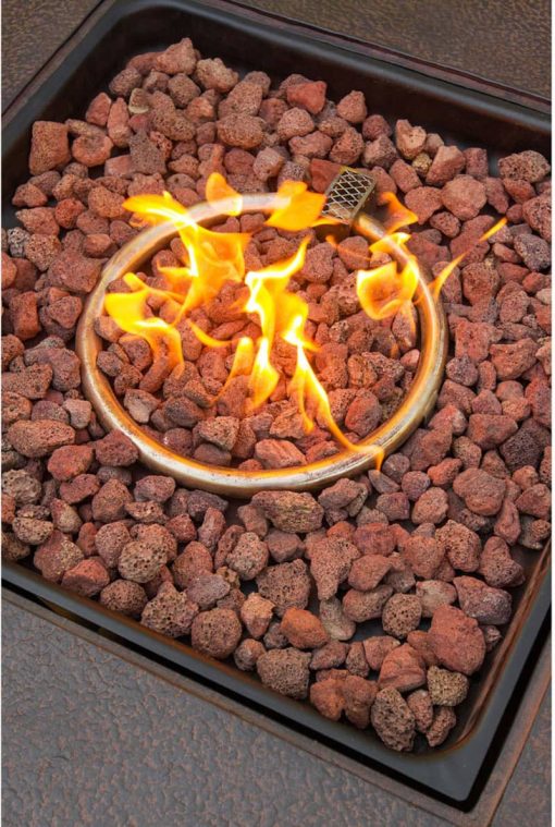 Hanover Monaco 5-Piece Outdoor Set With 4 Sling Chairs & Durastone Fire Pit In Tan/Bronze - Image 3