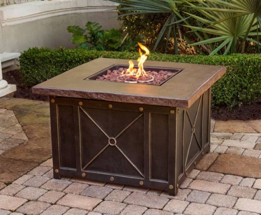 Hanover Monaco 5-Piece Outdoor Set With 4 Sling Chairs & Durastone Fire Pit In Tan/Bronze - Image 2