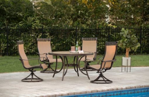 Hanover Brown Monaco 5-Piece Outdoor Dining Patio Set - Image 2