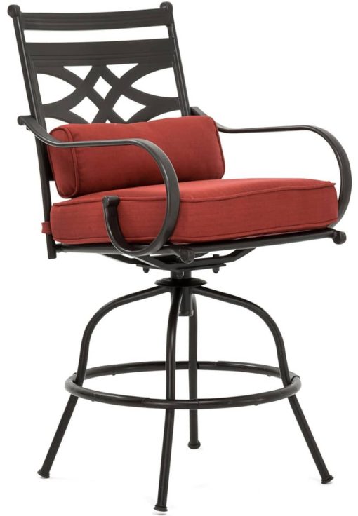 Hanover Montclair 3-Piece Outdoor Dining Set In Chili Red/Brown With 2 Swivel Chairs, 33x33 Steel-Stamped Table - Image 7
