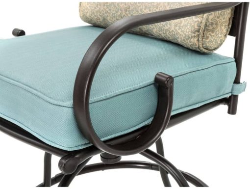 Hanover Montclair 5-Piece Outdoor High Dining Set In Ocean Blue/Brown With 4 Swivel Chairs, 33" Square High Dining Table - Image 9