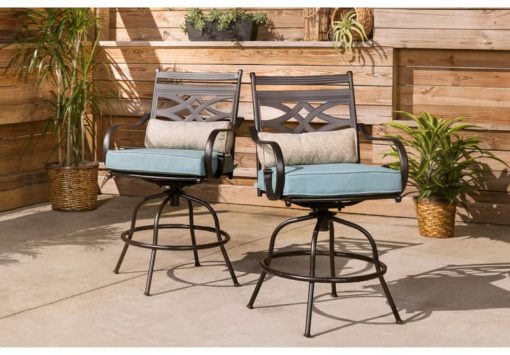 Hanover Montclair 5-Piece Outdoor High Dining Set In Ocean Blue/Brown With 4 Swivel Chairs, 33" Square High Dining Table - Image 13