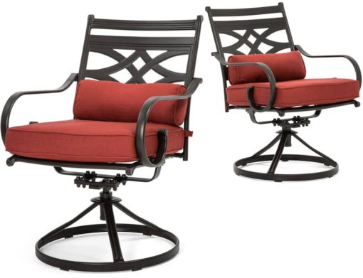 Hanover Montclair 5-Piece Outdoor Dining Set In Chili Red/Brown With 4 Swivel Rockers, 40" Square Dining Table - Image 6