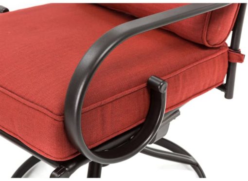 Hanover Montclair 5-Piece Outdoor Dining Set In Chili Red/Brown With 4 Swivel Rockers, 40" Square Dining Table - Image 9