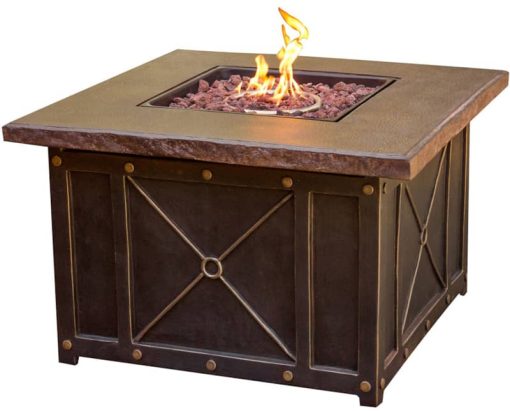 Hanover Summer Nights 40" Gas Fire Pit With Durastone Top And Lava Rocks
