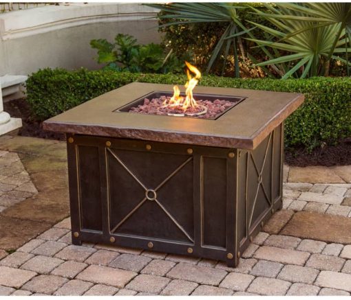 Hanover Summer Nights 40" Gas Fire Pit With Durastone Top And Lava Rocks - Image 2