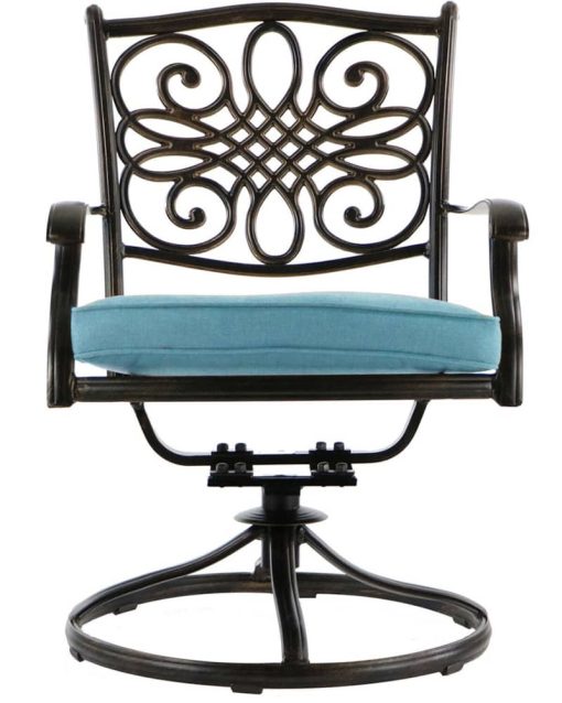 Hanover Traditions 5-Piece Outdoor Set With 4 Swivel Rockers & Durastone Fire Pit In Blue - Image 6