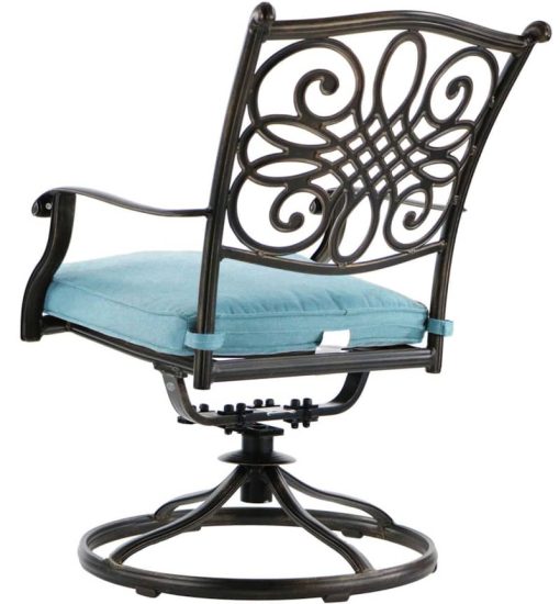 Hanover Traditions 5-Piece Outdoor Set With 4 Swivel Rockers & Durastone Fire Pit In Blue - Image 8