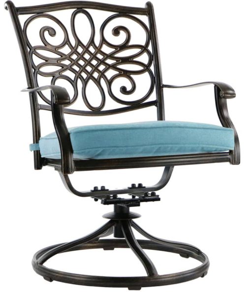 Hanover Traditions 5-Piece Outdoor Set With 4 Swivel Rockers & Durastone Fire Pit In Blue - Image 9