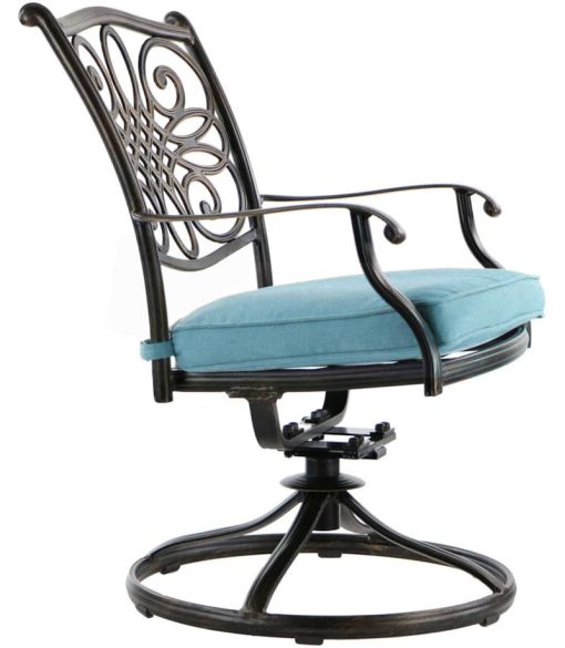 Hanover Traditions 5-Piece Outdoor Set With 4 Swivel Rockers & Durastone Fire Pit In Blue - Image 10