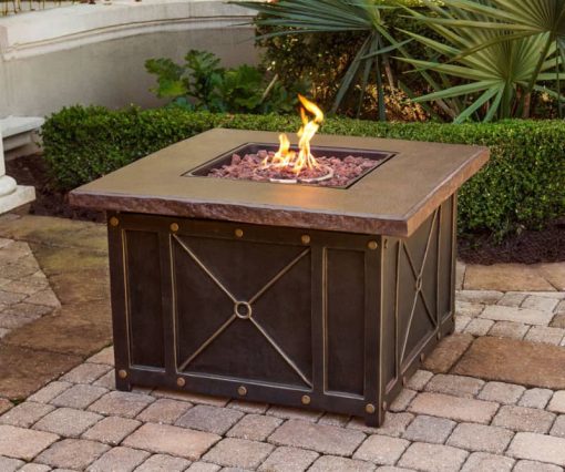 Hanover Traditions 5-Piece Outdoor Set With 4 Swivel Rockers & Durastone Fire Pit In Blue - Image 3
