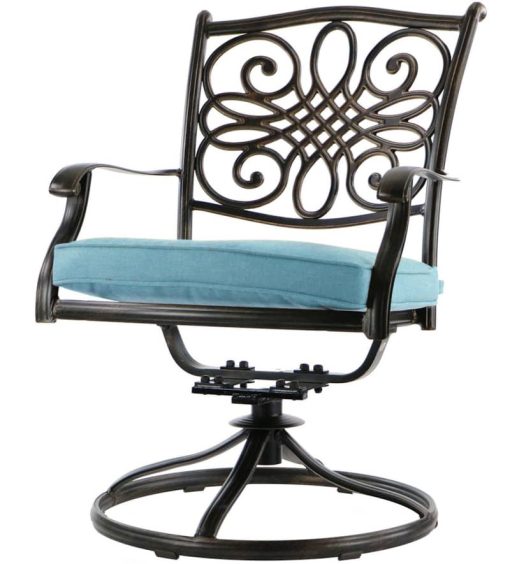 Hanover Traditions 11-Piece Outdoor Dining Set In Blue/Cast With 10 Swivel Rockers, 60x84" Cast Table - Image 4