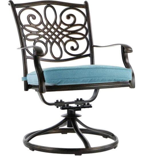 Hanover Traditions 11-Piece Outdoor Dining Set In Blue/Cast With 10 Swivel Rockers, 60x84" Cast Table - Image 6