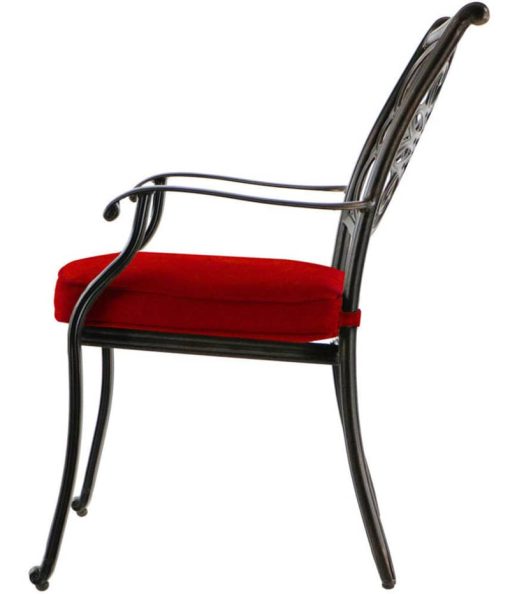Hanover Traditions Red 7-Piece Outdoor Dining Set w/ Six Dining Chairs & 60" Cast-Top Table - Image 6
