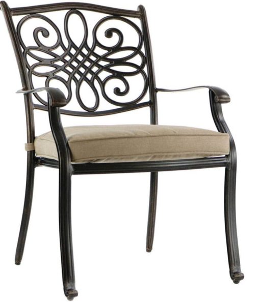 Hanover Traditions Tan 7-Piece Outdoor Dining Set w/ Six Dining Chairs & 60" Cast-Top Table - Image 4