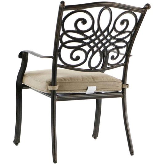 Hanover Traditions Tan 7-Piece Outdoor Dining Set w/ Six Dining Chairs & 60" Cast-Top Table - Image 6