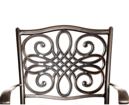 Hanover Traditions Tan 7-Piece Outdoor Dining Set w/ Six Dining Chairs & 60" Cast-Top Table - Image 8