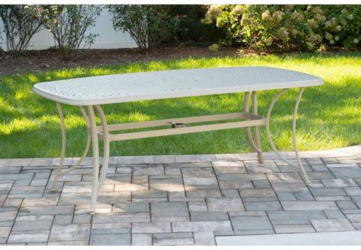 Hanover Traditions 7-Piece Outdoor Dining Set In Beige/Sand With 6 Swivel Chairs, 38x72 Cast-Top Table - Image 7