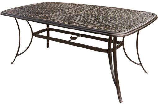 Hanover Traditions 7-Piece Outdoor Dining Set In Red/Cast With 6 Swivel Rockers, 38x72" Cast Table - Image 3