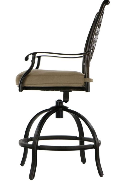 Hanover Traditions 7-Piece Outdoor Dining Set In Tan/Cast With 6 Counter Height Chair, 56" Round Cast Table - Image 7