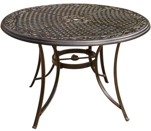 Hanover Traditions 7-Piece Outdoor Dining Set In Tan/Cast With 6 Counter Height Chair, 56" Round Cast Table - Image 3