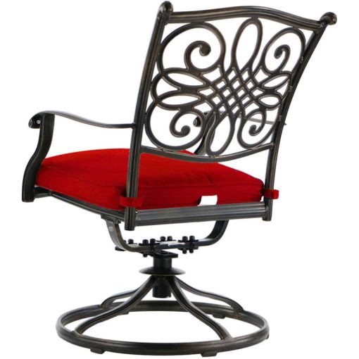 Hanover Traditions 7-Piece Outdoor Dining Set In Red/Cast With 6 Swivel Rockers, 60" Round Cast Table - Image 7