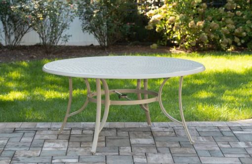 Hanover Traditions 7-Piece Outdoor Dining Set In Sand/Beige With 6 Swivel Rockers, 60" Round Cast Table - Image 3