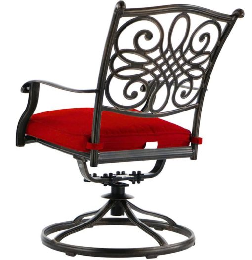 Hanover Traditions 9-Piece Outdoor Dining Set In Red/Cast With 8 Swivel Rockers, 60" Square Cast Table - Image 7