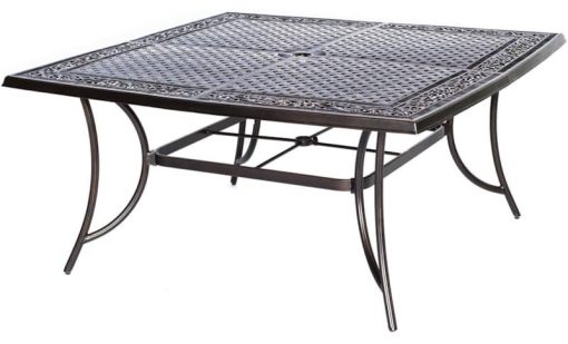 Hanover Traditions 9-Piece Outdoor Dining Set In Red/Cast With 8 Swivel Rockers, 60" Square Cast Table - Image 3