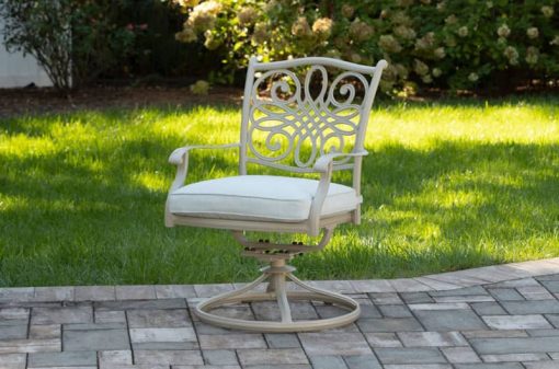 Hanover Traditions 9-Piece Outdoor Dining Set In Sand/Beige With 8 Swivel Rockers, 42x84" Cast Table - Image 6