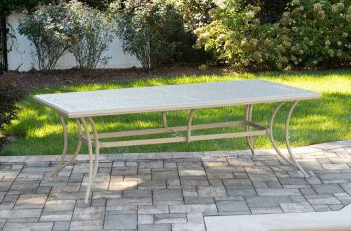 Hanover Traditions 9-Piece Outdoor Dining Set In Sand/Beige With 8 Swivel Rockers, 42x84" Cast Table - Image 7