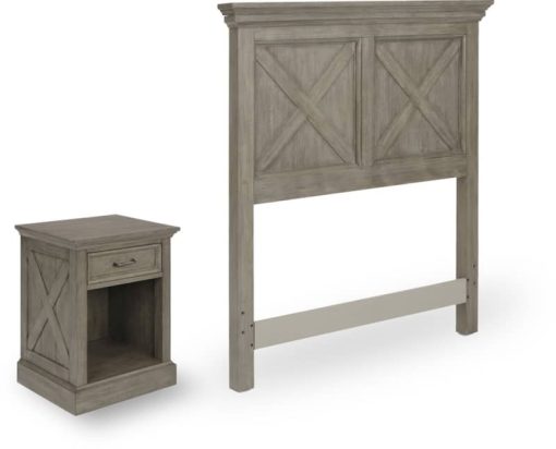 Homestyles Mountain Lodge Gray Twin Headboard & Nightstand