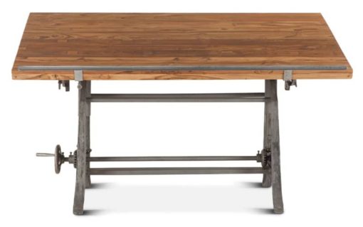 Home Trends & Design Industrial Loft Natural Teak 62" Drafting Desk - Image 2