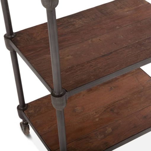 Home Trends & Design Industrial Teak 80" Wheeled Bookshelf - Image 4
